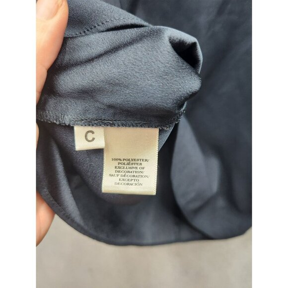 Ann Taylor Womens Navy Lace Yoke Flutter Sleeve Top Size 4 - Picture 3 of 5